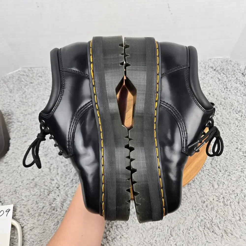 Dr. Martens Womens 10 8053 Quad Black Platform 5-Eye Low Top Casual Y2K Boots